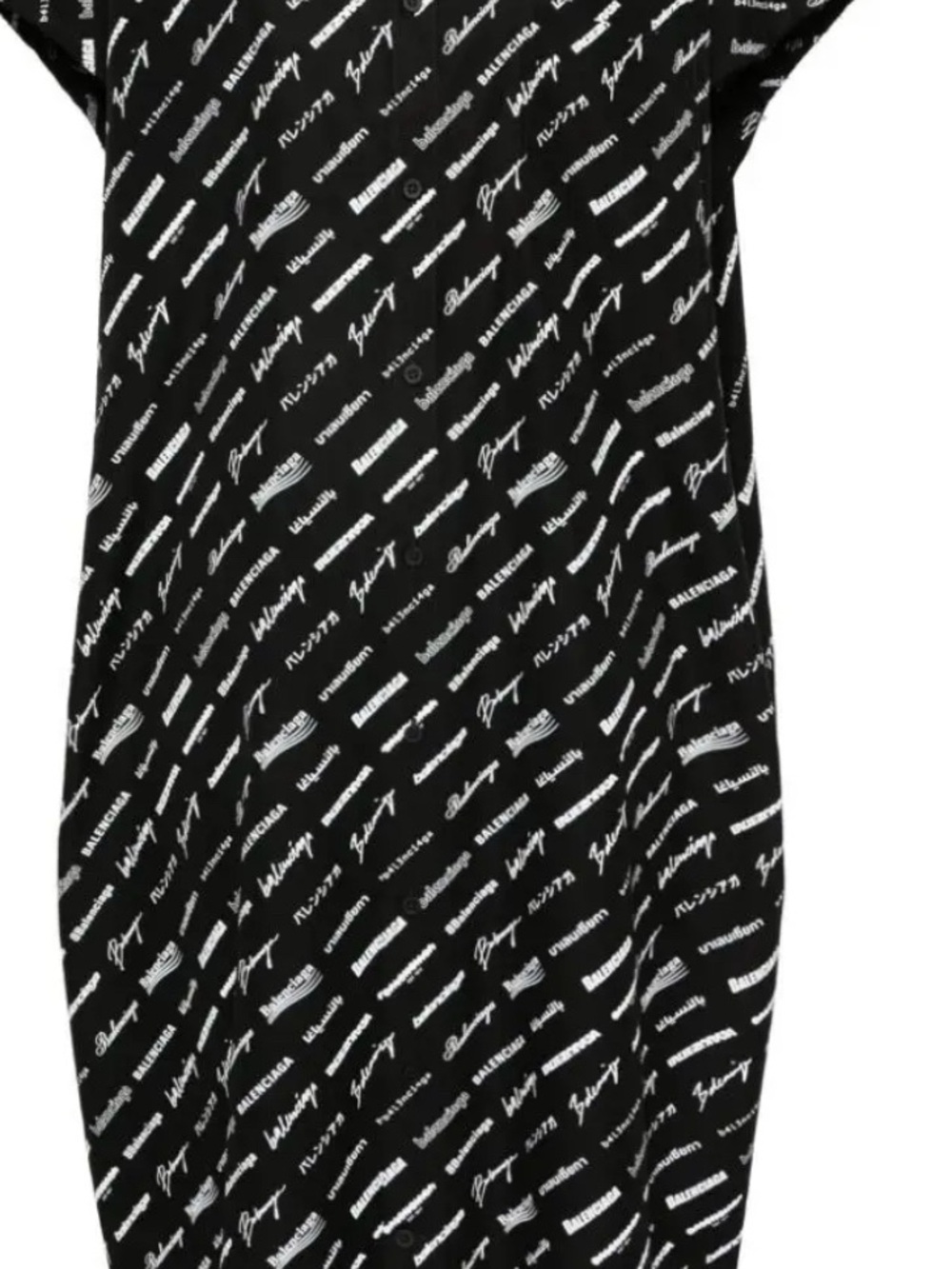 Balenciaga Black and White Logo-Print Tee Dress
